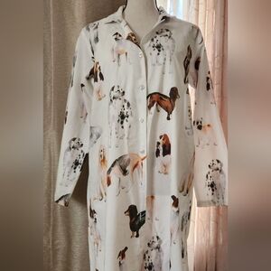 Pine Cone Hill White Button-Down Shirt with Multi-Color Dog Print